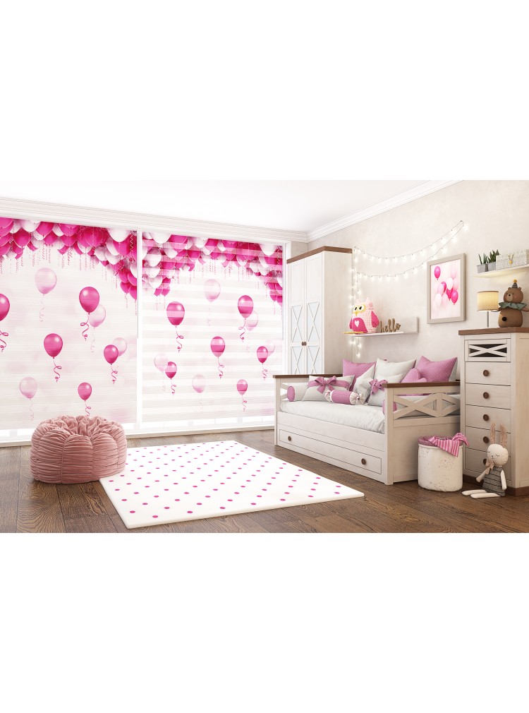 ZEBRA PERDE PENBE BEYAZ BALONLU 